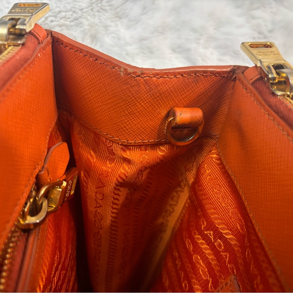 Authentic Prada BN2274 Saffiano Large Tote Papaya Orange Gold Hardware - Picture 11 of 12